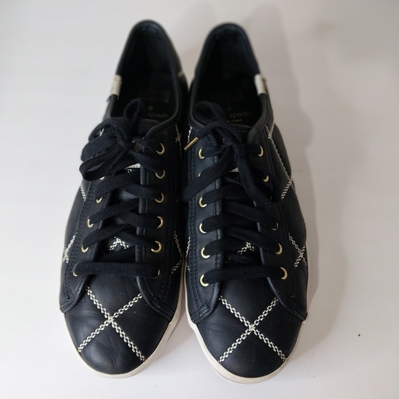 KATE SPADE  Shoes Sneakers Size 8.5 Women's  Black Stitching - Picture 2 of 11